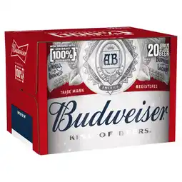 Tesco Budweiser Lager Beer Bottles 20 x 300ml offer