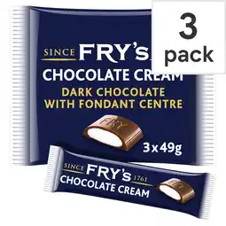 Tesco Fry's Chocolate Cream Chocolate Bar 3 Pack Multipack 147g offer