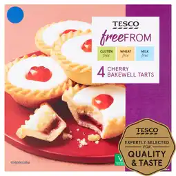 Tesco Tesco Free From Cherry Bakewell Tarts 4 Pack offer