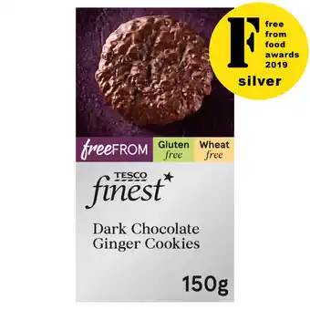 Tesco Tesco Finest Free From Dark Chocolate Ginger Cookies 150G offer