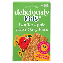 Tesco Deliciously Kids Vanilla Apple Twist Oaty Bars 5 x 25g offer