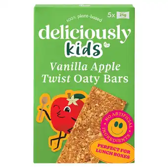 Tesco Deliciously Kids Vanilla Apple Twist Oaty Bars 5 x 25g offer
