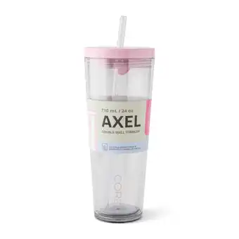 Tesco Core Kitchen Blue Axel Plastic Straw Tumbler Water Bottle 710ml offer