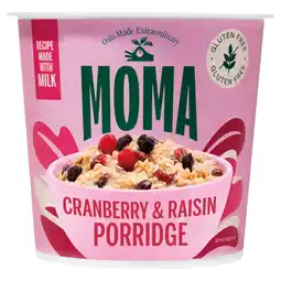 Tesco Moma Gluten Free Porridge Pot - Cranberry & Raisin 70g offer