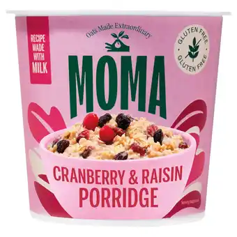 Tesco Moma Gluten Free Porridge Pot - Cranberry & Raisin 70g offer