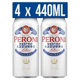 Tesco Peroni Nastro Azzurro Beer Lager Cans 4x440ml offer