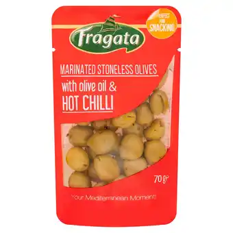 Tesco Fragata Marinated Stoneless Olives with Olive Oil & Hot Chilli 70g offer