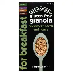 Tesco Eat Natural Gluten Free Granola - Buckwheat, Seeds and Honey 425g offer