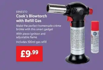 Lidl Ernesto Cook's Blowtorch With Refill Gas offer