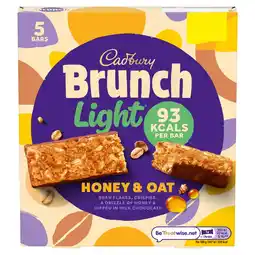 Tesco Cadbury Brunch Light Honey & Oat Milk Chocolate Cereal Bars 5 x 26g offer
