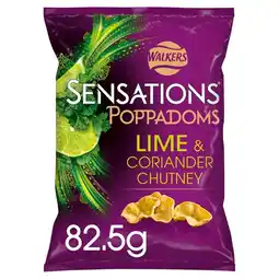 Tesco Walkers Sensations Poppadoms Lime & Coriander Sharing Bag 82.5g offer