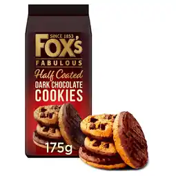 Tesco Fox's Fabulous Half Coated Dark Chocolate Cookies 175g offer