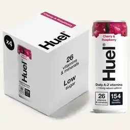 Tesco Huel Daily A-Z Cherry & Raspberry Sparkling Multivitamin Energy Drink 4 x 330ml offer