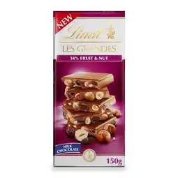 Tesco Lindt Les Grandes Chocolate Bar with 34% Fruit & Nut 150g offer