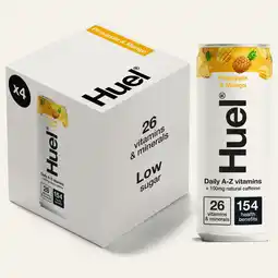 Tesco Huel Daily A-Z Pineapple & Mango Sparkling Multivitamin Energy Drink 4 x 330ml offer