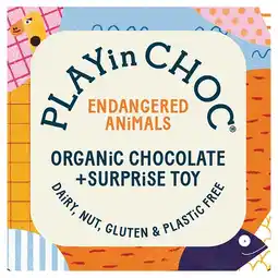 Tesco PLAYin CHOC Toy Choc Box Endangered Animals Organic Chocolate & Surprise Toy offer