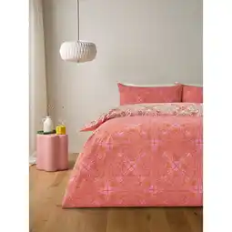 Asda George Home Pink & Orange Tile Easycare Duvet Set Double offer
