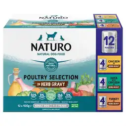Morrisons Naturo Grain Free Poultry Selection In Herb Gravy Adult Dog 12x100g offer