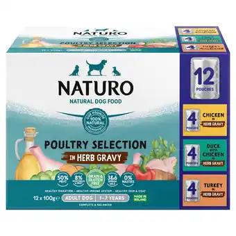 Morrisons Naturo Grain Free Poultry Selection In Herb Gravy Adult Dog 12x100g offer