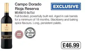 Makro Campo Dorado Rioja Reserva offer