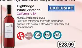 Makro Highbridge White Zinfandel offer