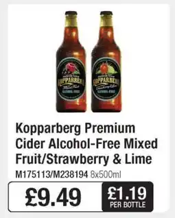 Makro Kopparberg Premium Cider Alcohol-Free Mixed Fruit/Strawberry & Lime offer