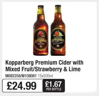 Makro Kopparberg Premium Cider with Mixed Fruit/Strawberry & Lime offer
