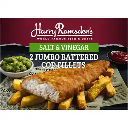 Iceland Harry Ramsdens Salt & Vinegar 2 Jumbo Battered Cod Fillets 400g offer