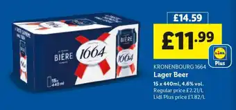 Lidl KRONENBOURG 1664 Lager Beer offer