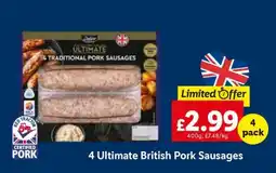 Lidl 4 Ultimate British Pork Sausages offer