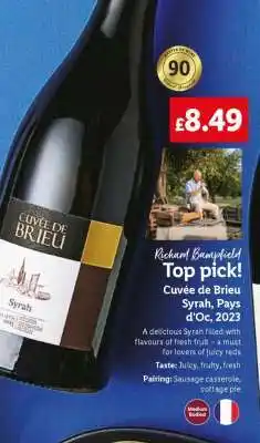 Lidl Cuvée de Brieu Syrah, Pays d'Oc, 2023 offer