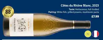 Lidl Côtes du Rhône Blanc, 2023 offer