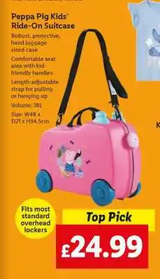 Lidl Peppa Pig Kids’ Ride-On Suitcase offer