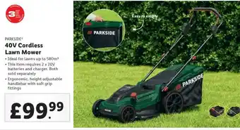 Lidl PARKSIDE 40V Cordless Lawn Mower offer