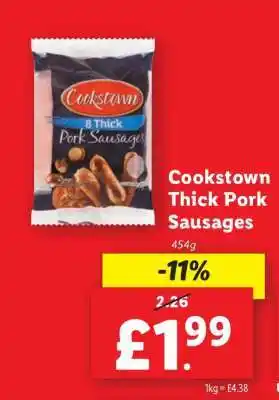 Lidl Cookstown Thick Pork Sausages offer