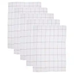 Tesco Tesco Linear Check Tea Towels 5 Pack Stone offer
