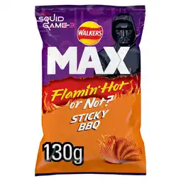 Tesco Walkers Max Flamin Hot & Sticky BBQ Sharing Crisps 130g offer