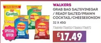Bestway WALKERS Grab bag salt&vinegar / ready salted/prawn cocktail/cheese&onion offer