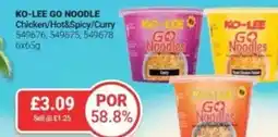 Bestway KO-LEE GO NOODLE Chicken/Hot&Spicy/Curry offer
