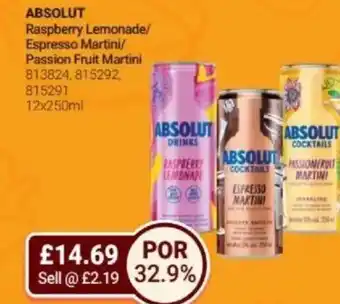 Bestway ABSOLUT Raspberry Lemonade/ Espresso Martini/ Passion Fruit Martini offer
