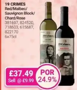 Bestway 19 CRIMES Red/Malbec/ Sauvignon Block/ Chard/Rose offer