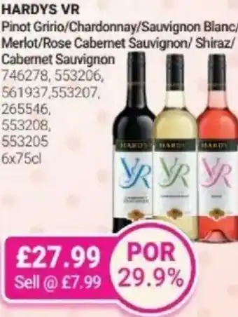 Bestway HARDYS VR Pinot Gririo/Chardonnay/Sauvignon Blanc/ Merlot/Rose Cabernet Sauvignon/Shiraz/ Cabernet Sauvignon offer