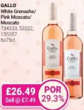 Bestway GALLO White Grenache/ Pink Moscato/ Moscato offer