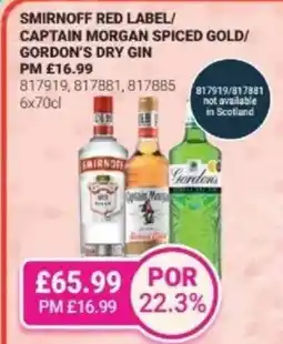Bestway Smirnoff red label/ captain morgan spiced gold/ gordon's dry gin offer