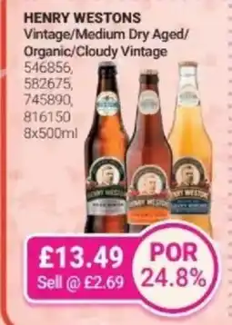 Bestway HENRY WESTONS Vintage/Medium Dry Aged/ Organic/Cloudy Vintage offer