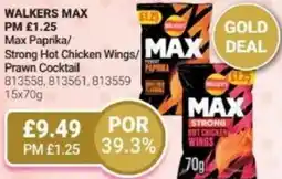 Bestway WALKERS MAX Max Paprika/ Strong Hot Chicken Wings/ Prawn Cocktail offer