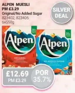 Bestway ALPEN MUESLI Original/No Added Sugar offer