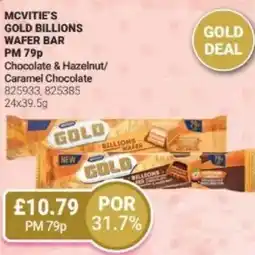 Bestway MCVITIE'S Gold billions wafer bar Chocolate & Hazelnut/ Caramel Chocolate offer