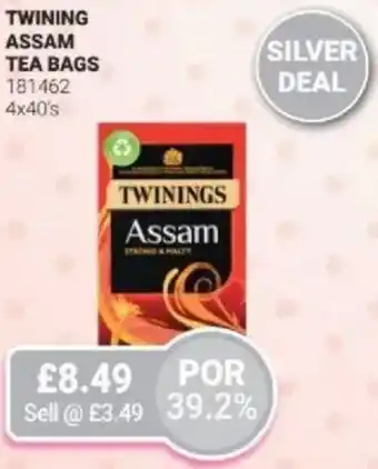 Bestway Twining assam tea bags offer