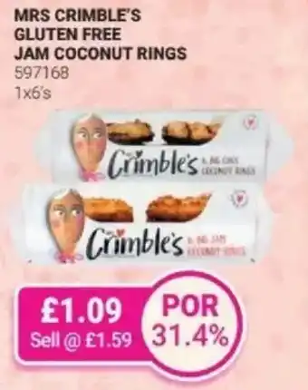 Bestway Mrs crimble's gluten free jam coconut rings offer